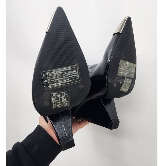 Forever 21 Forever My Moment Heeled Boots Cap Toe Black Boots Size 7.5 - Picture 9 of 12